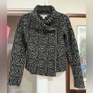 Black and Grey Animal Print Sweater Cardigan